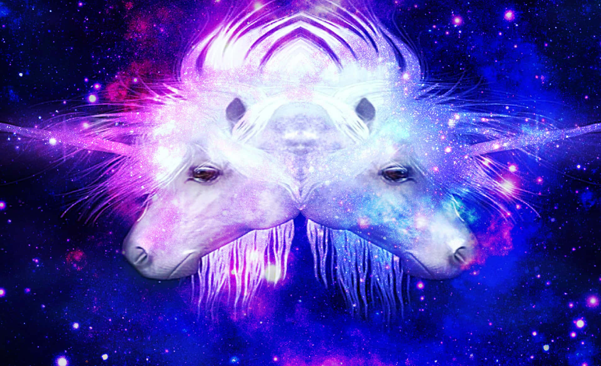 Purple Unicorn Head In Space Wallpaper