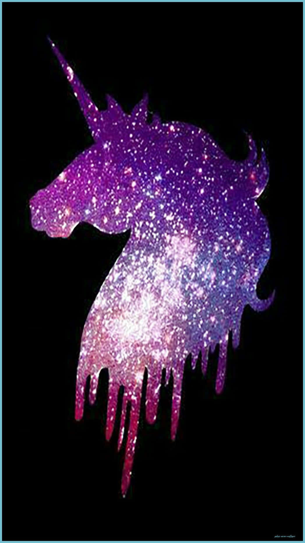 Purple Unicorn Glittery Head Silhouette Wallpaper