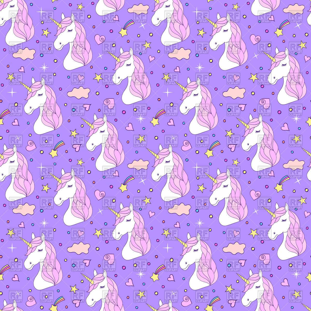 Purple Unicorn Cute Pattern Wallpaper