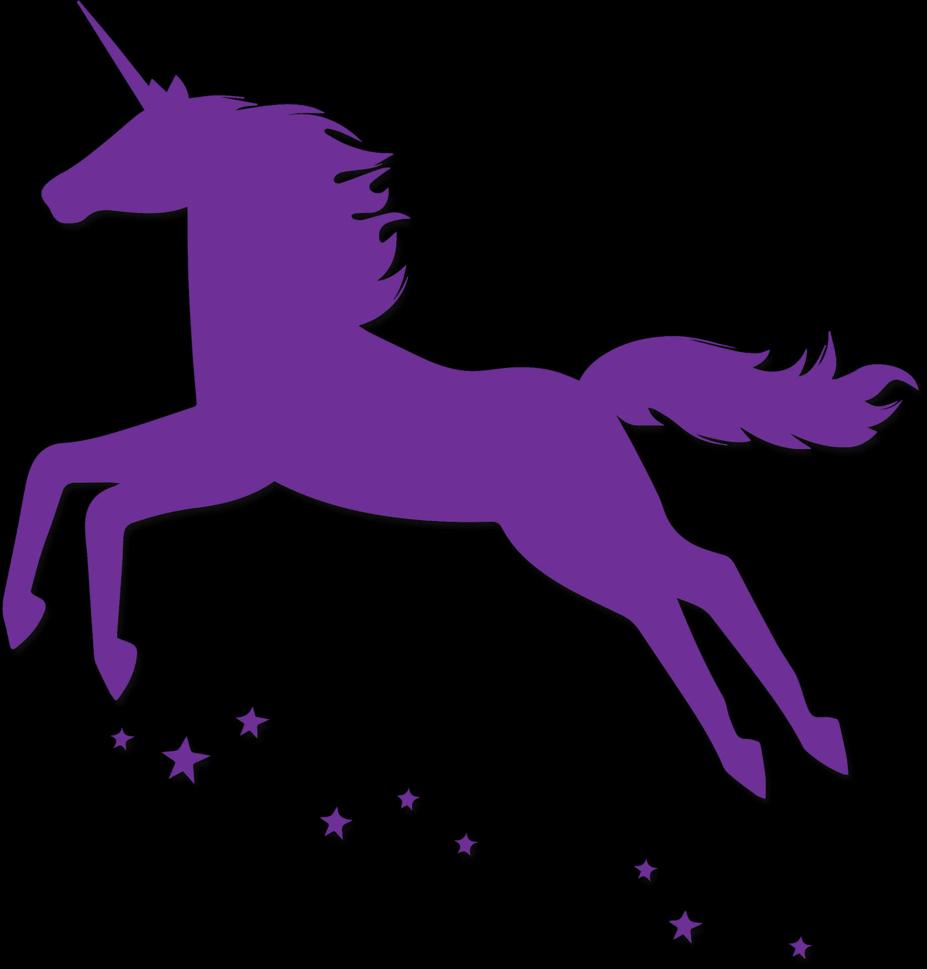Purple Unicorn Silhouette Stars PNG