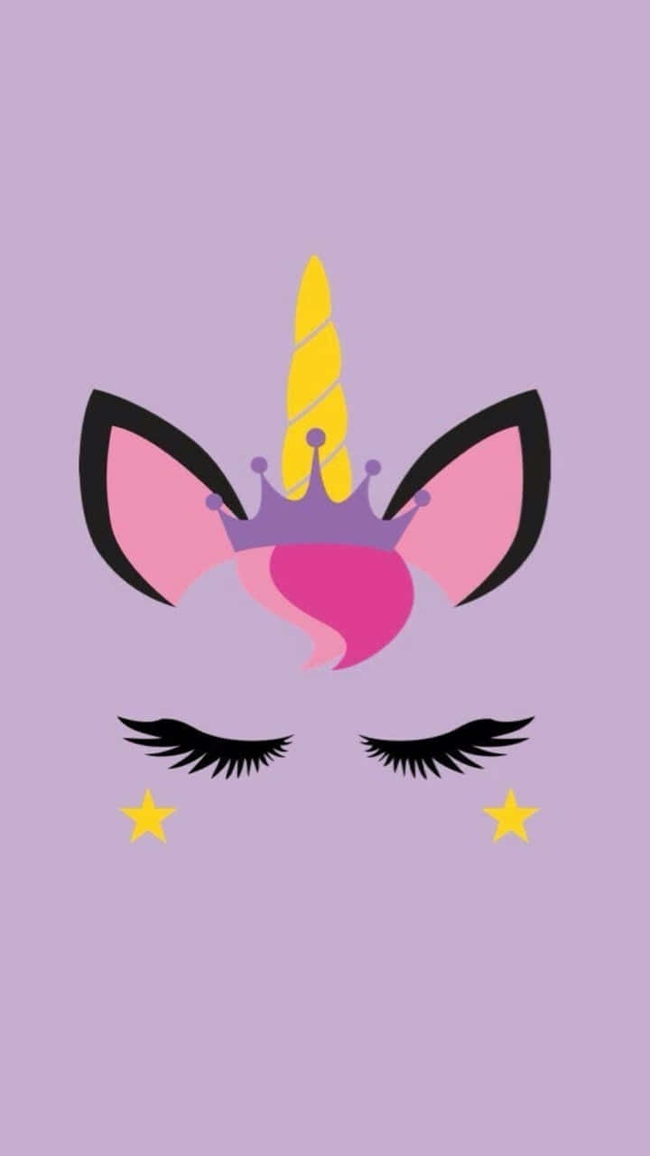 Purple Unicorn Face With Crown Wallpaper