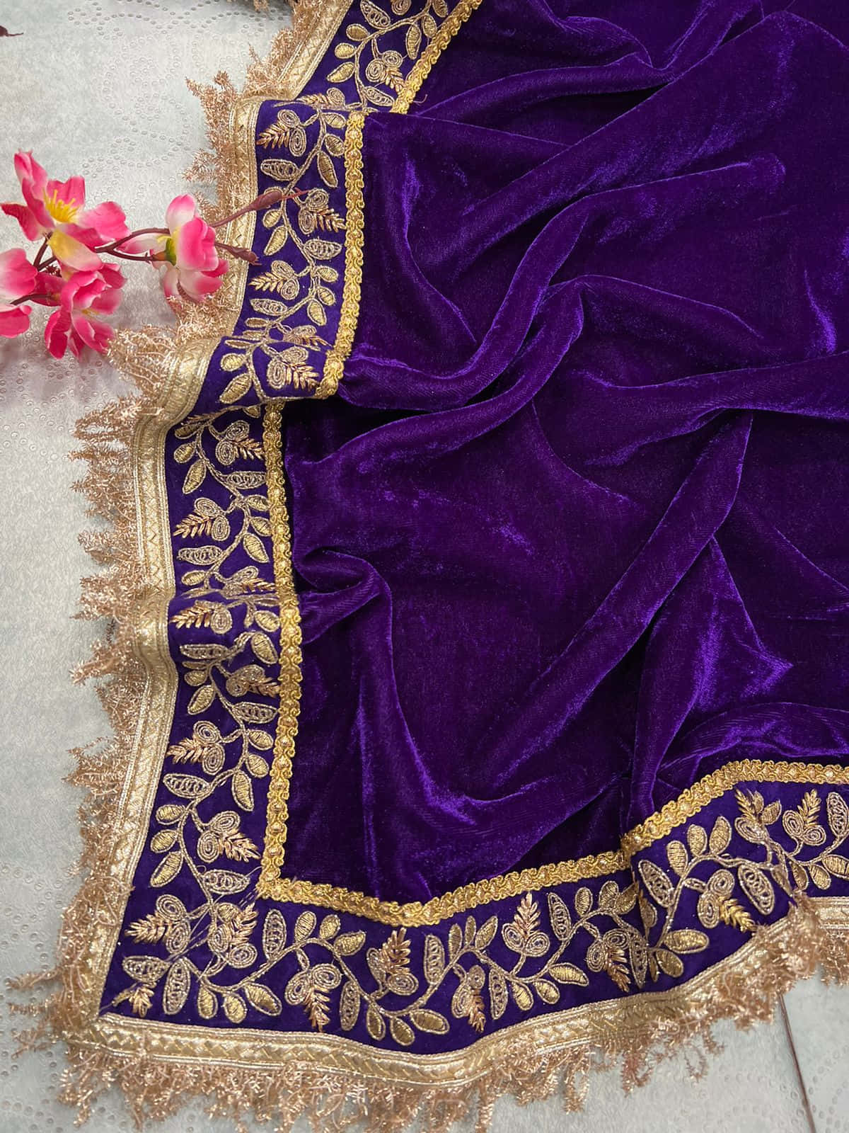 Luxurious Wallpaper with a Swirl of Purple Velvet Wallpaper