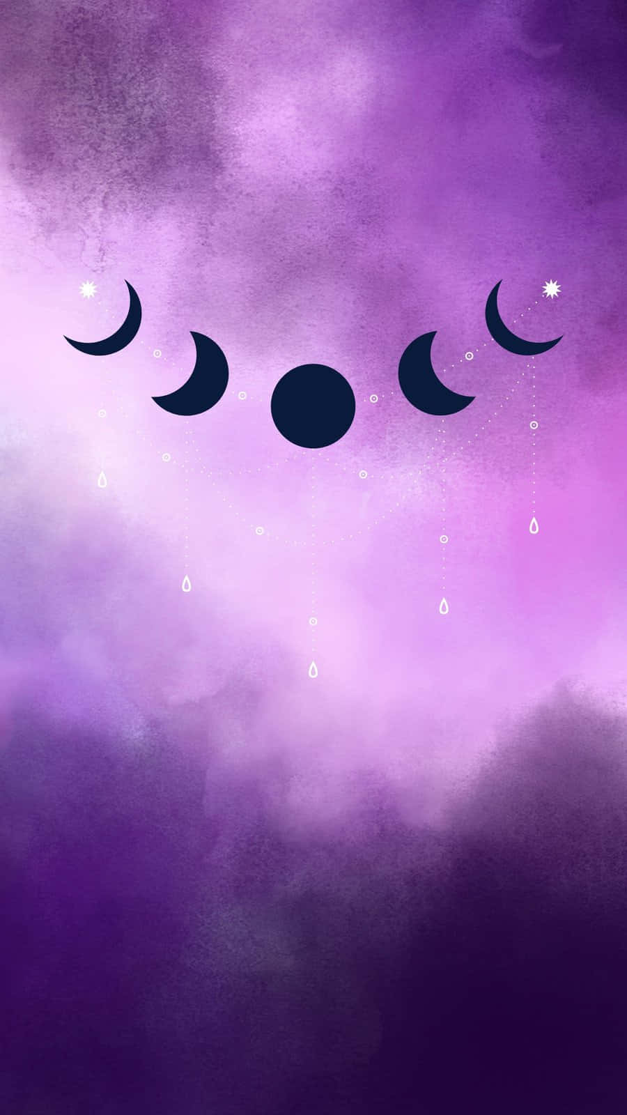 Purple Watercolor Moon Phases Wallpaper