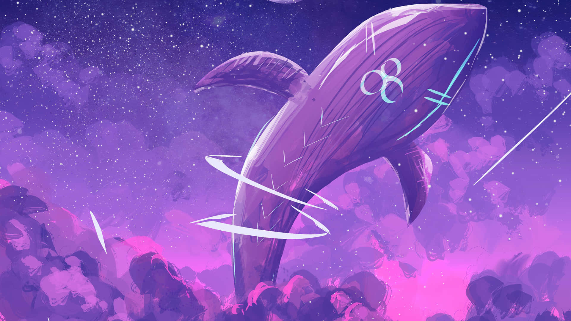 Purple Whale Away Desktop Wallpaper