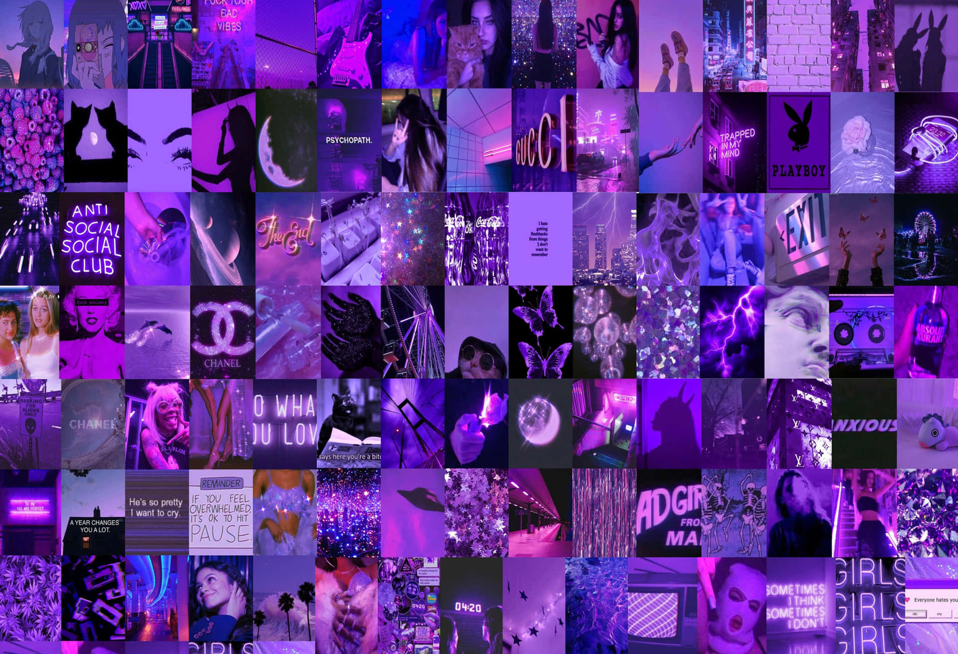 Purple Y2 K Aesthetic Collage Wallpaper