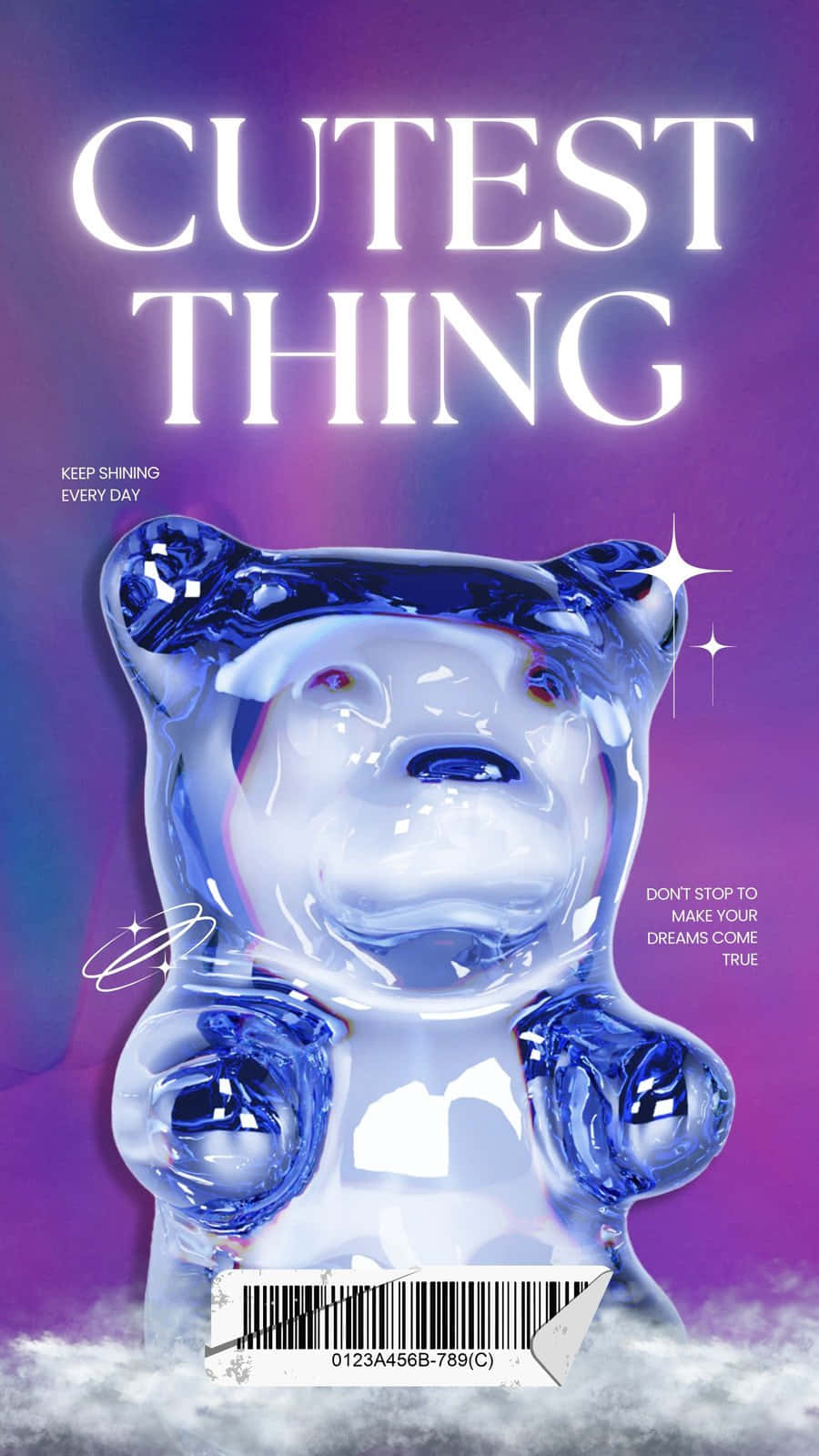 Purple Y2 K Cutest Thing Bear Poster Wallpaper