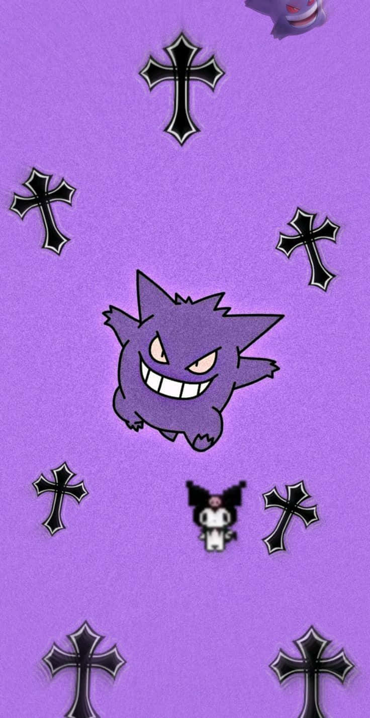 Purple_ Y2 K_ Gothic_ Pokemon_ Background Wallpaper
