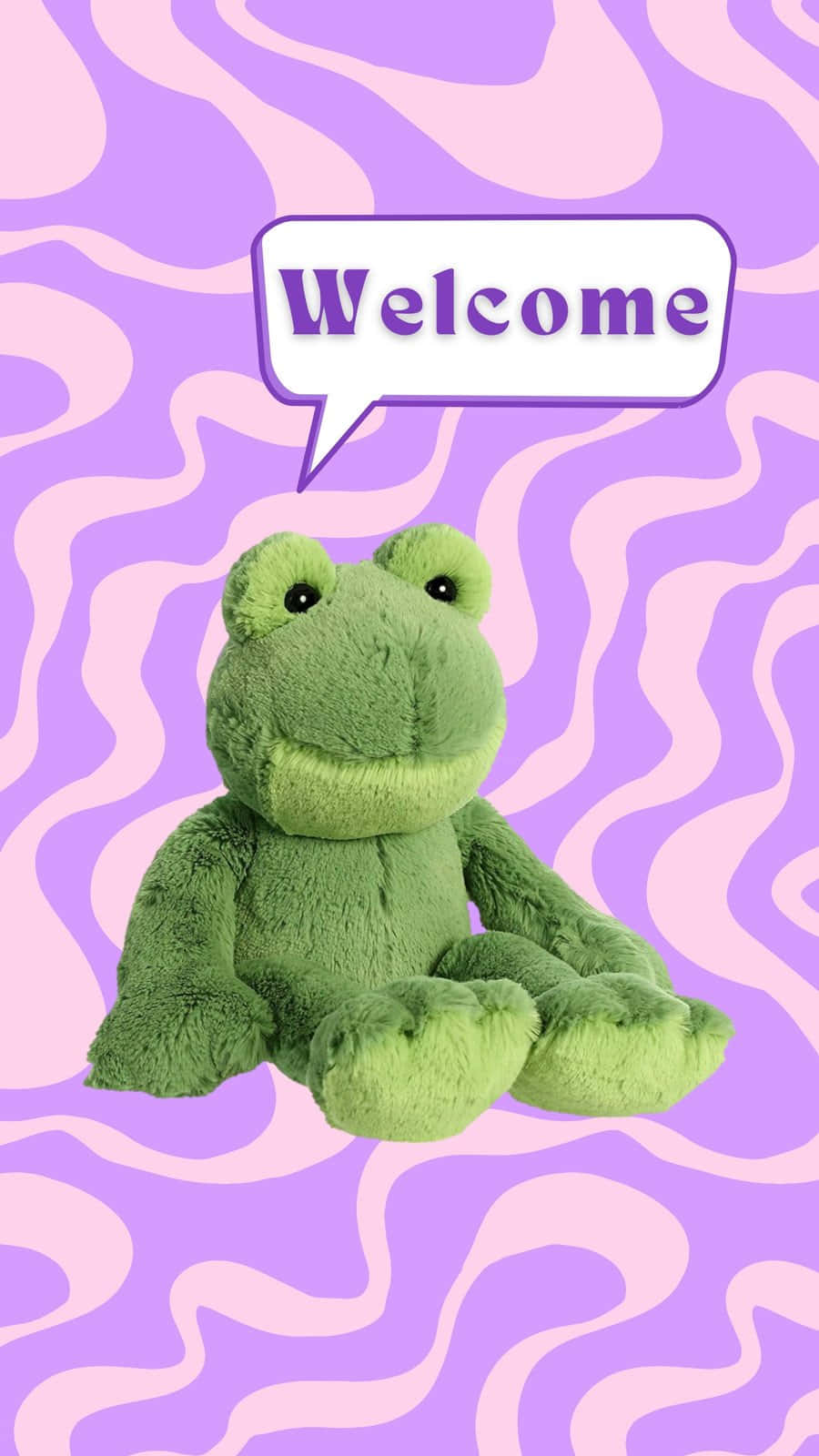 Purple Y2 K Welcome Frog Plush Wallpaper