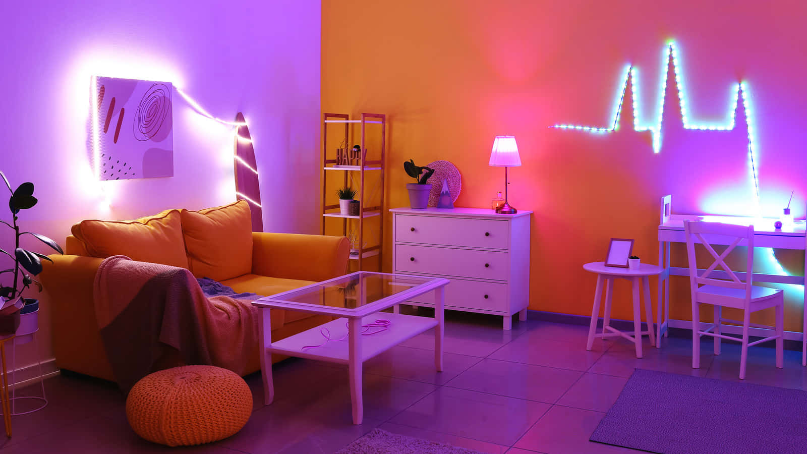 Purple Yellow Gradient Living Room Aesthetic.jpg Wallpaper