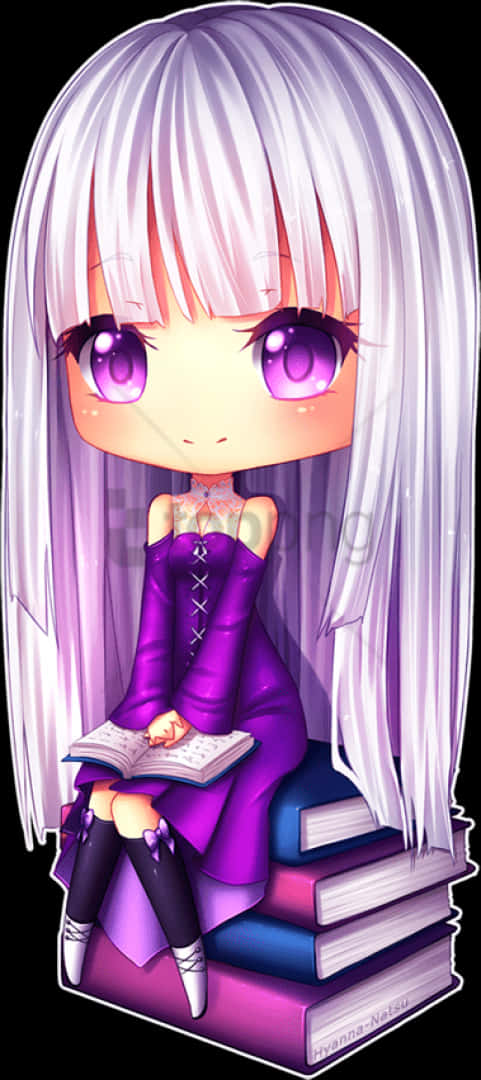 Purple_ Bookworm_ Anime_ Girl PNG
