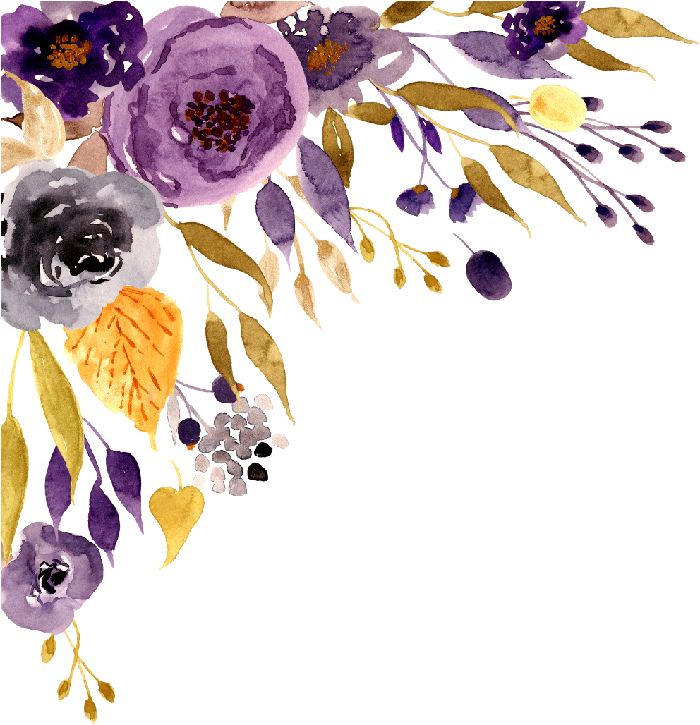 Purple_ Floral_ Watercolor_ Border PNG