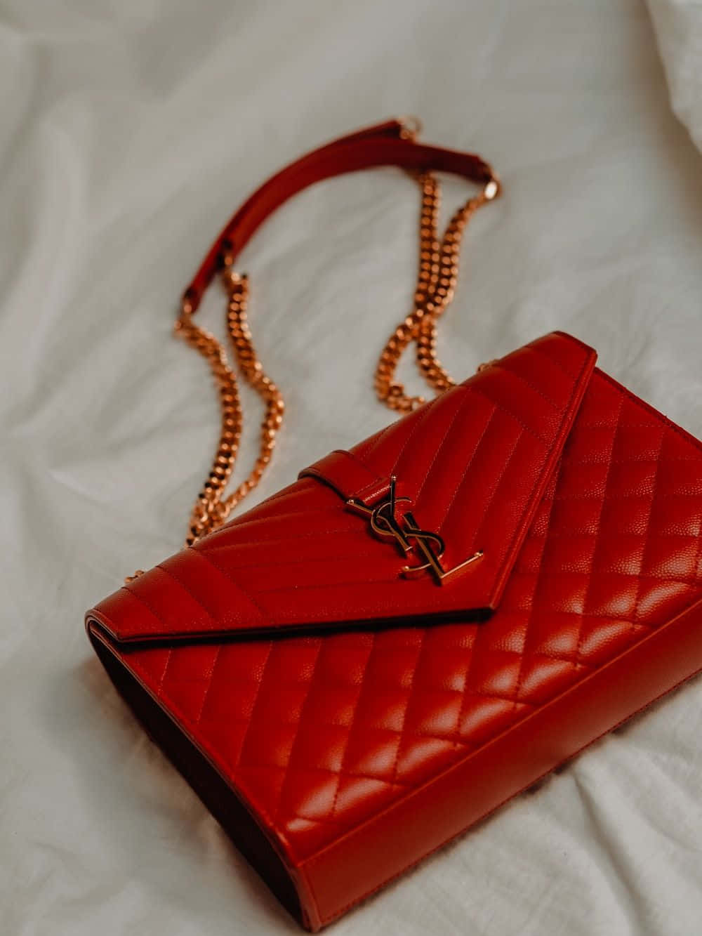 Yves Saint Laurent Red Quilted Leather Bag