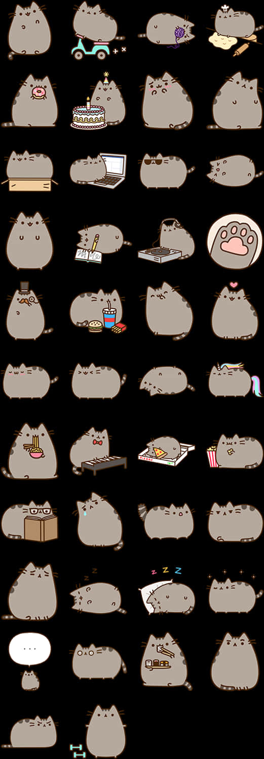 Pusheen Emoticons Collection PNG
