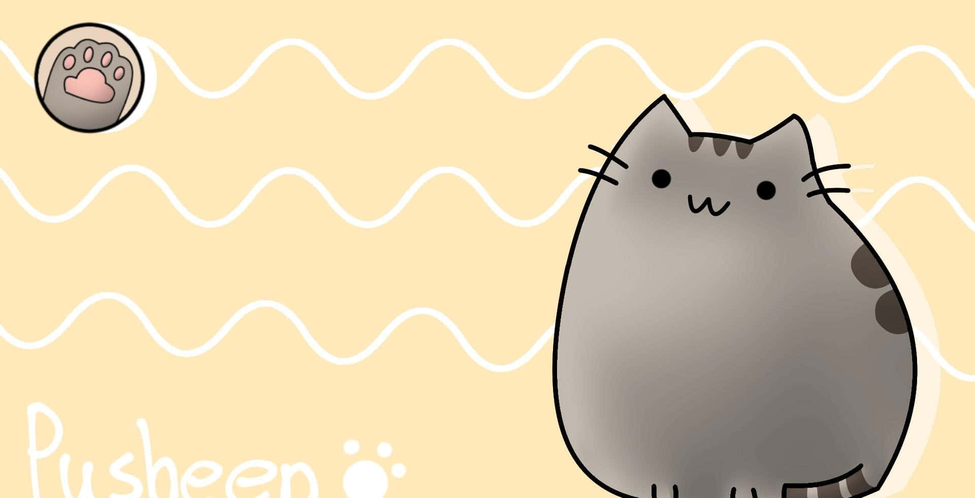 Den søde Pusheen the Cat ser meget sødere ud i det kawaii-stil. Wallpaper