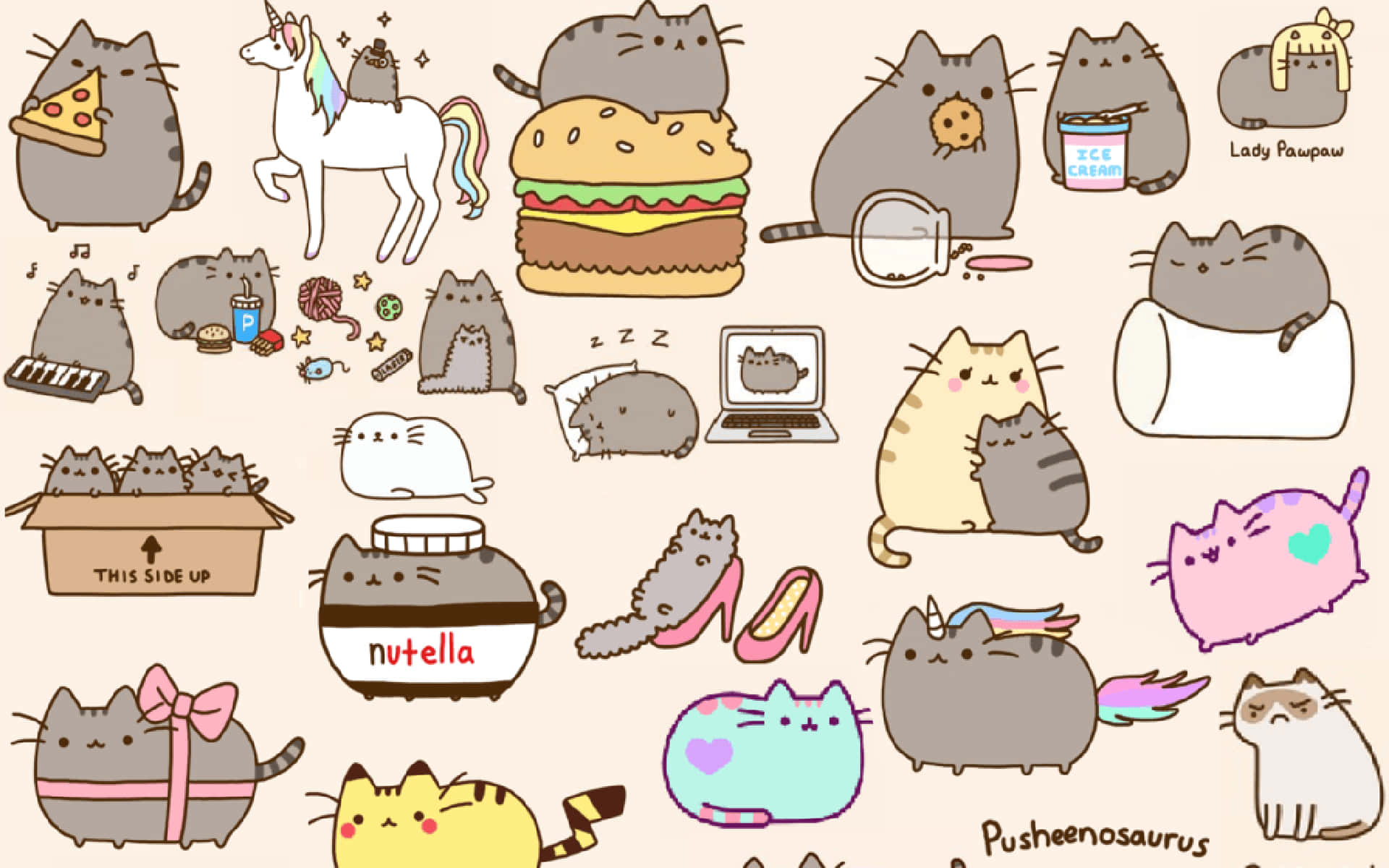 Download Soft and Adorable Pusheen the Cat Wallpaper
