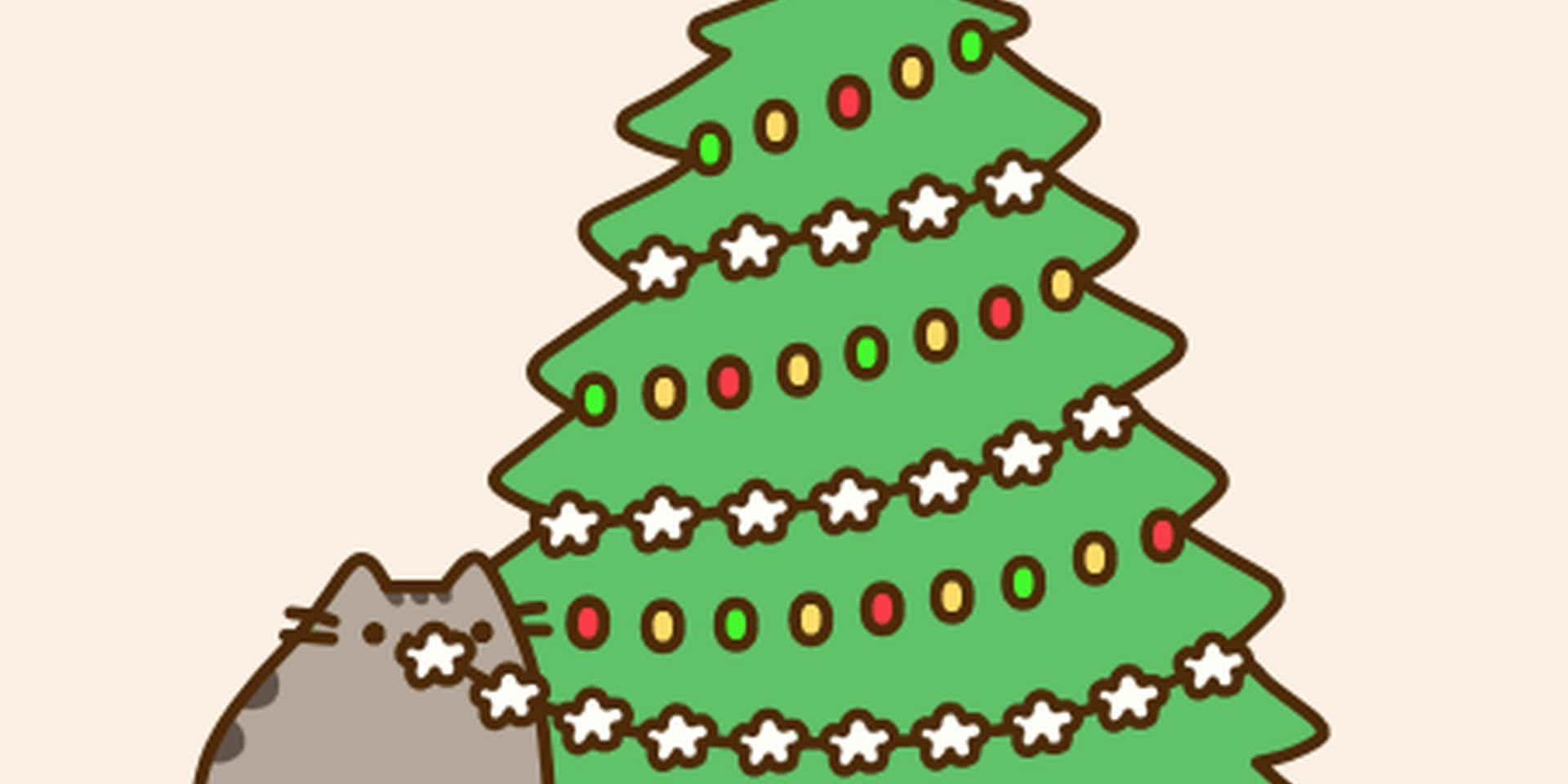 Pusheen Christmas Tree Wallpaper