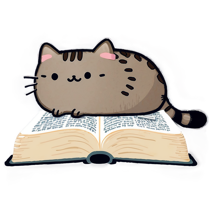 Download Pusheen Reading Book Png Gdx | Wallpapers.com