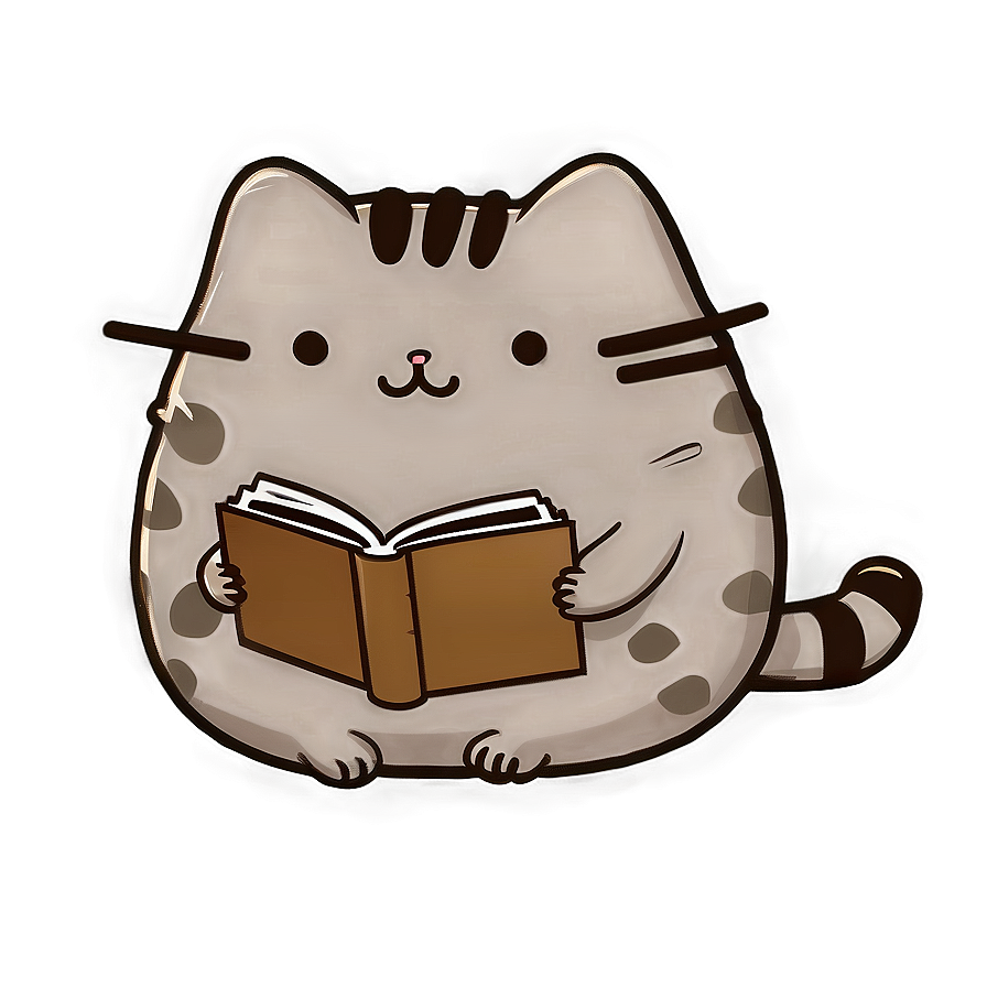 Download Pusheen Reading Book Png Htd | Wallpapers.com