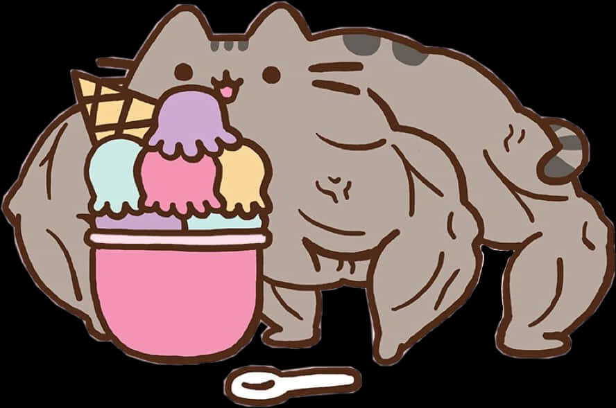 Pusheen_with_ Ice_ Cream PNG