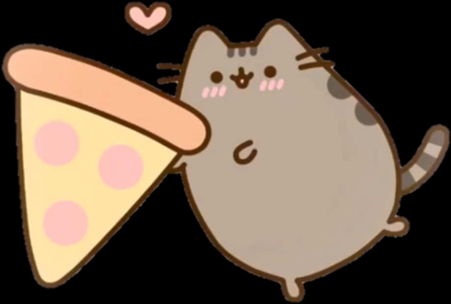 Pusheen_with_ Pizza_ Slice PNG