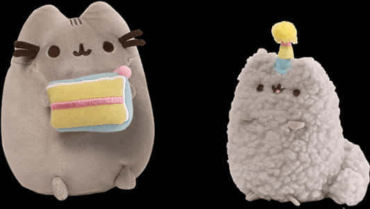Pusheenand Stormy Plushies With Treats PNG