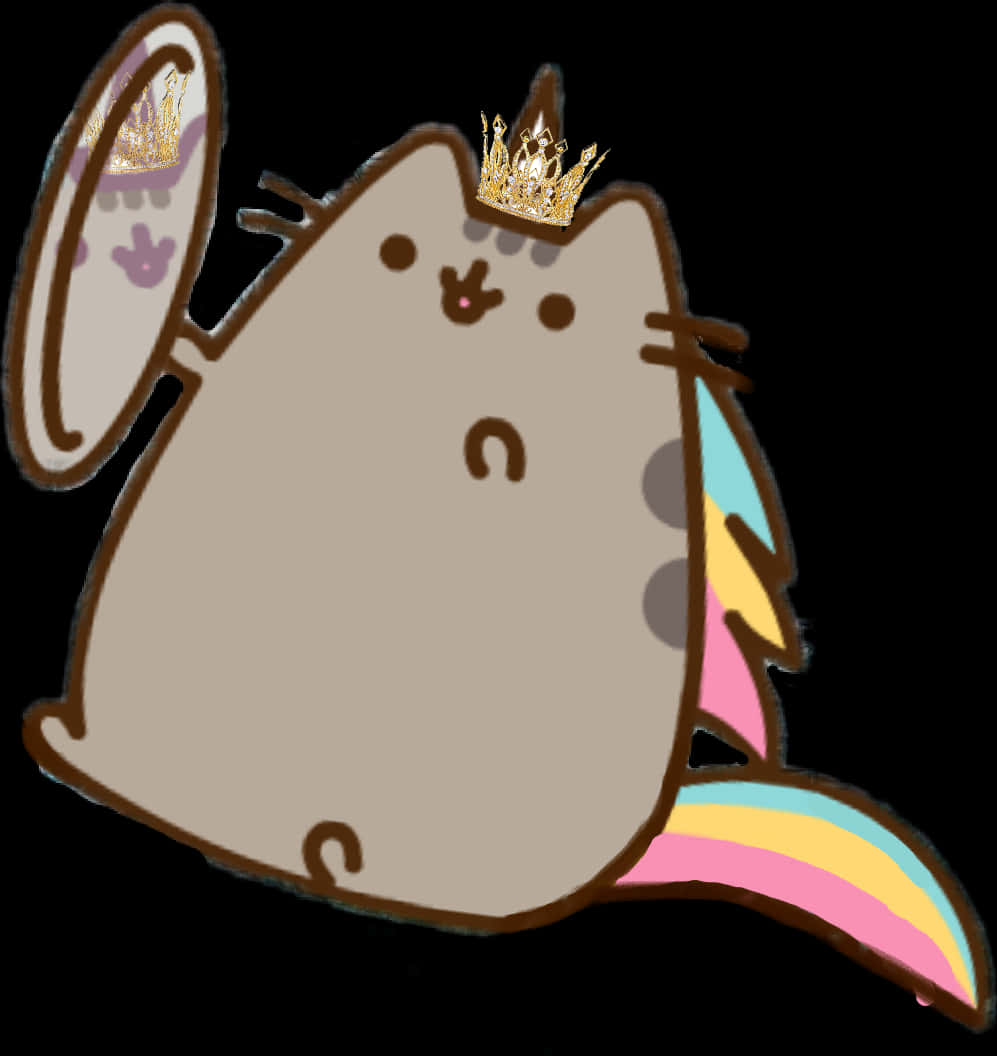 Pusheenicorn_with_ Mirror_and_ Crown PNG