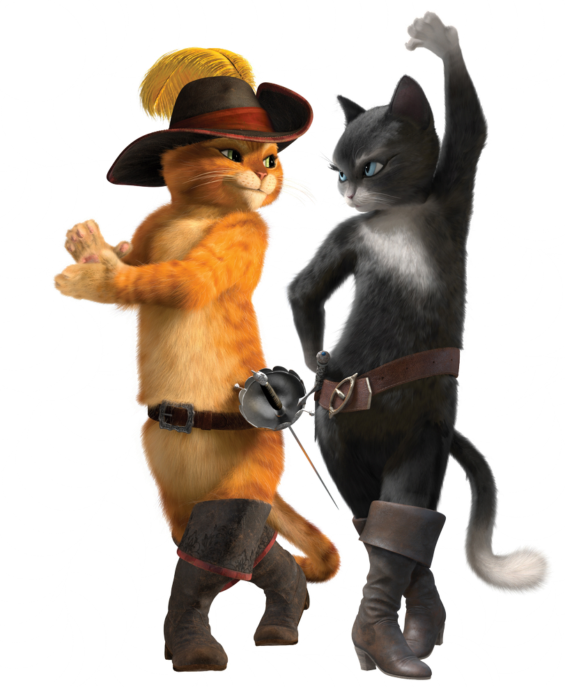 Puss In Bootsand Friend Dancing PNG