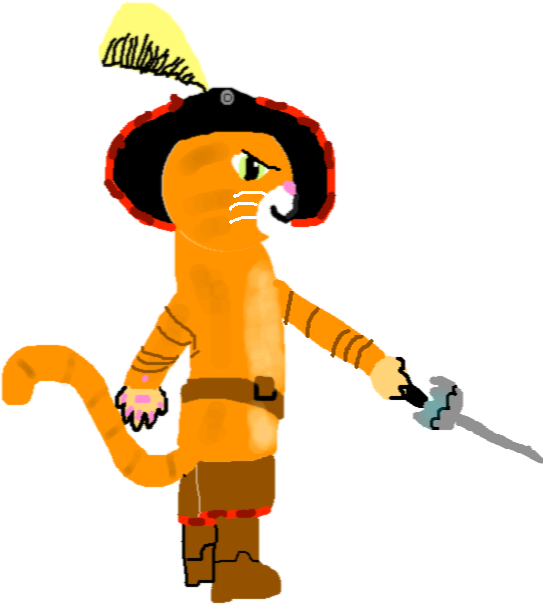 Pussin Boots Standing With Sword PNG