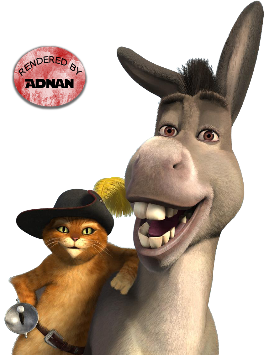 Pussin Bootsand Donkey Friends Forever PNG