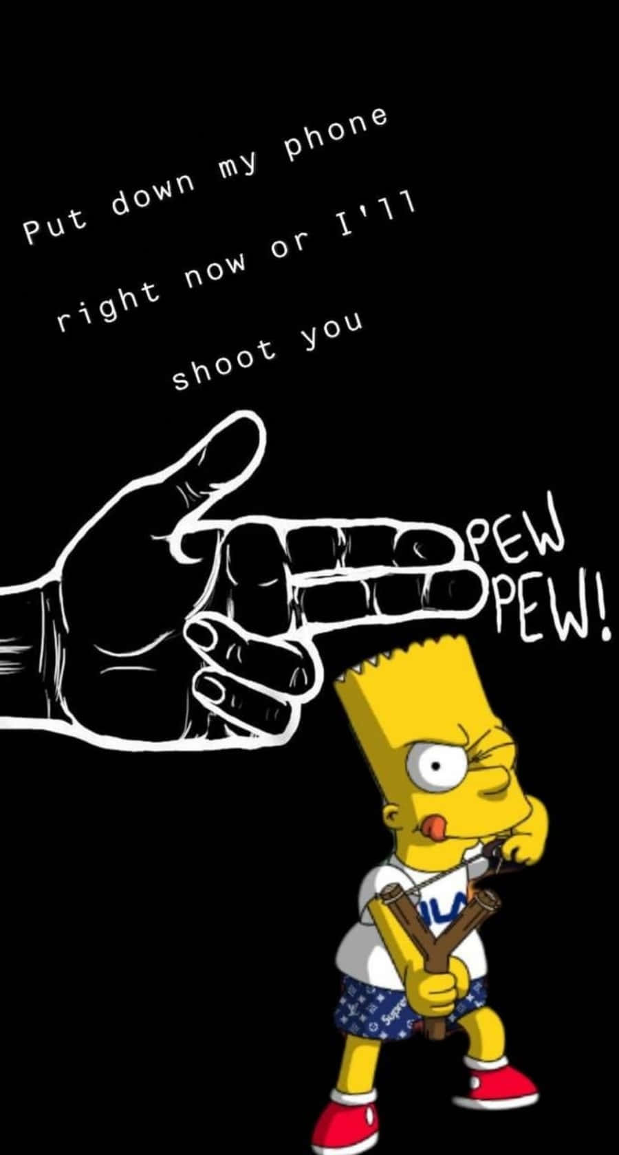 Funny Bart Simpson Put Down My Phone Quote Wallpaper