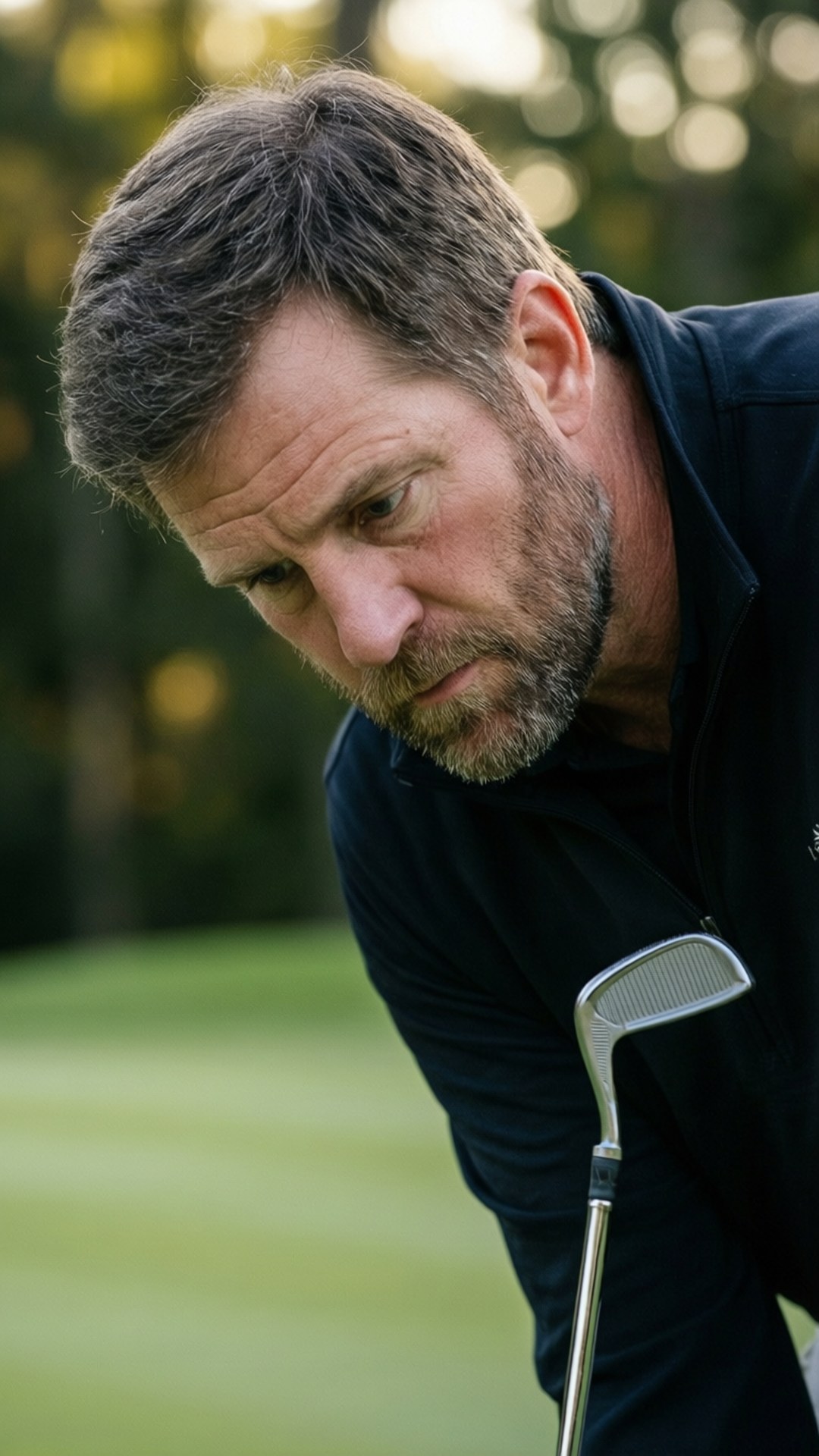 Intense focus of Jeff Maggert during a critical putt.
