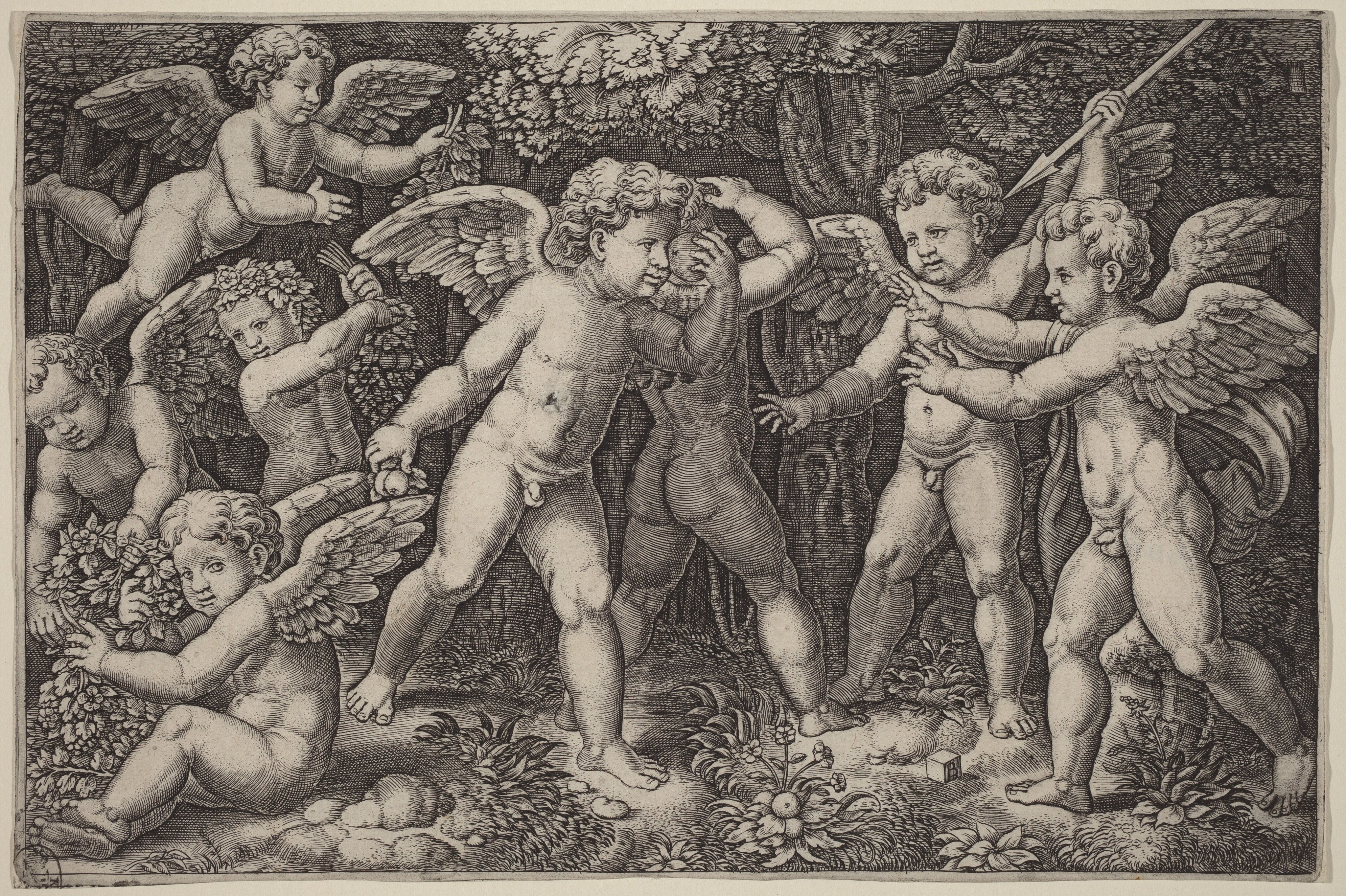 Putti Playing Wallpaper