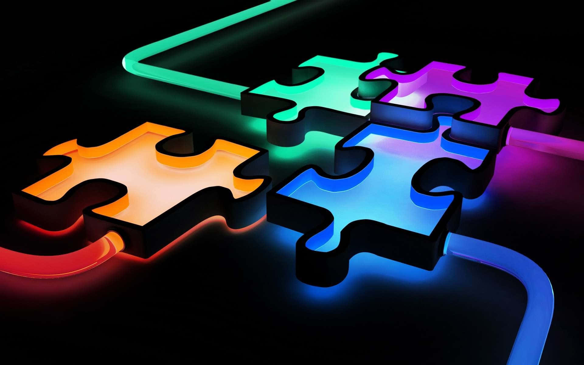 A Colorful Puzzle Piece Is Placed On A Black Background