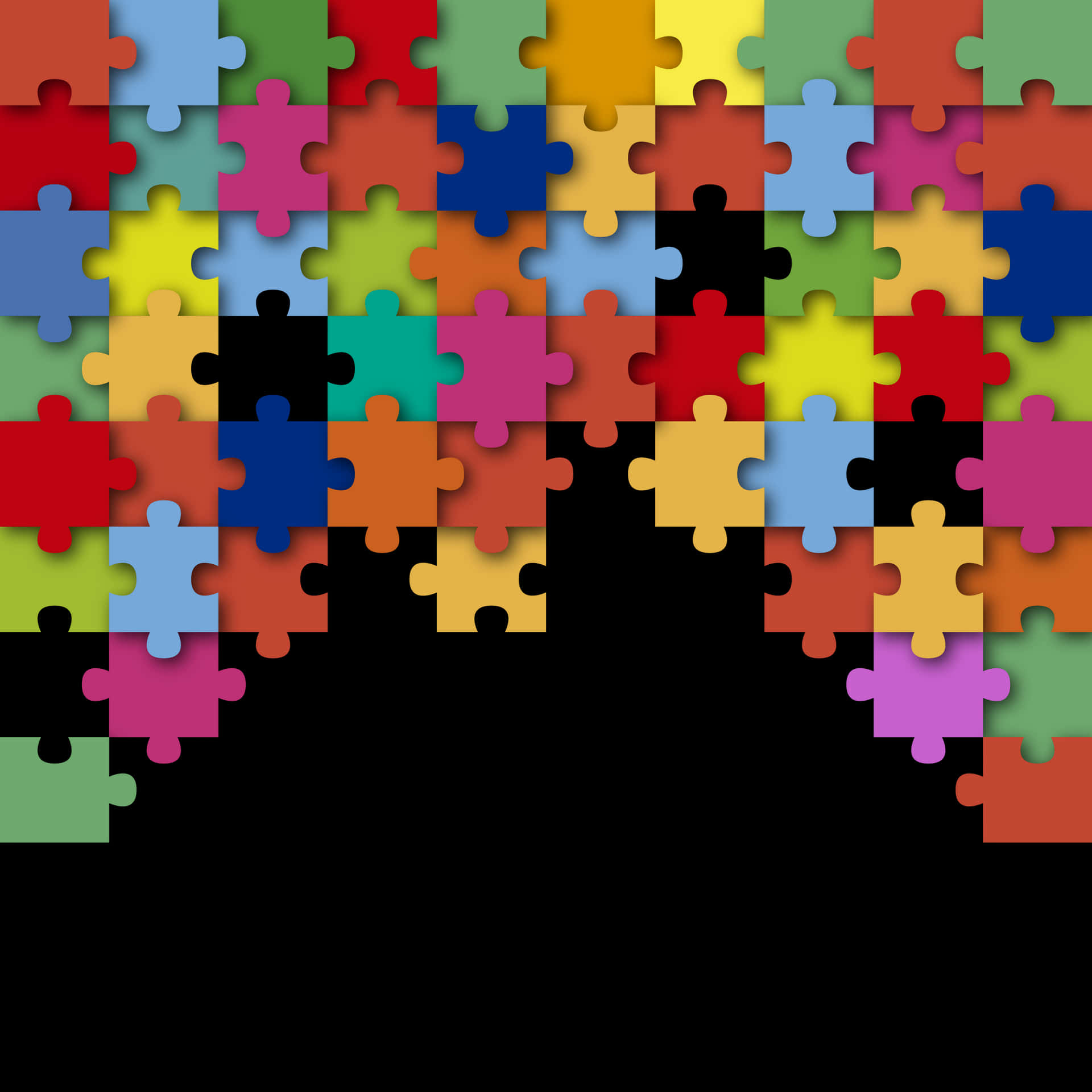 Colorful Puzzle Pieces In A Black Background