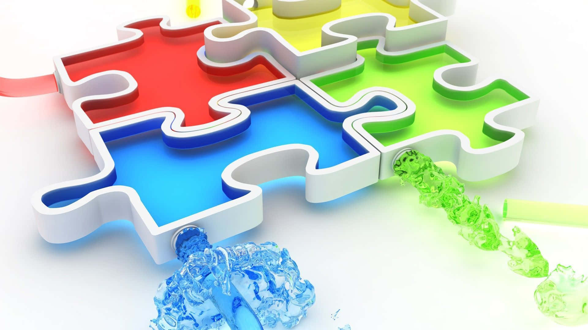 Bildmit 3d-puzzlestücken In Verschiedenen Farben
