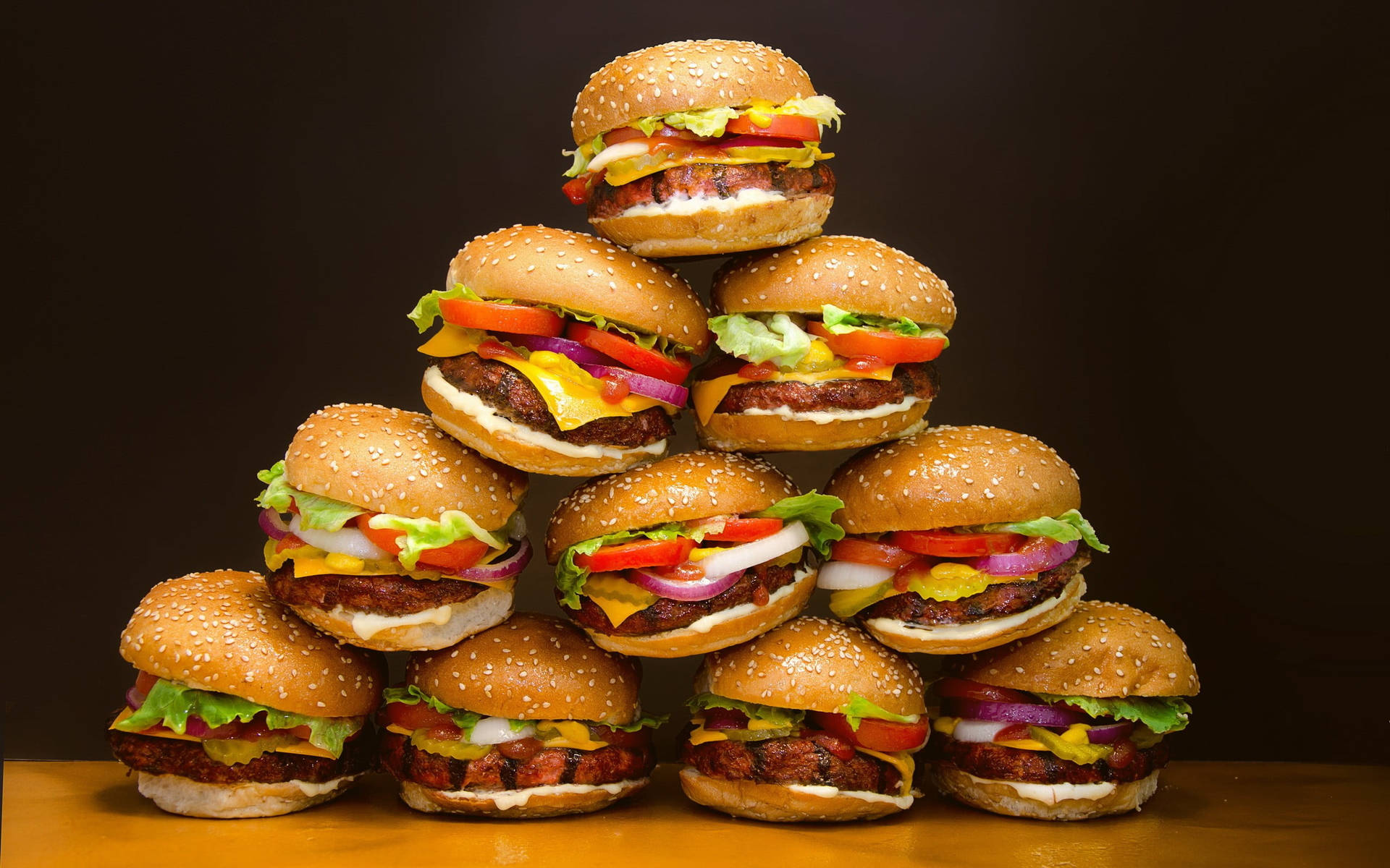 Pyramid Of Cheeseburgers Wallpaper