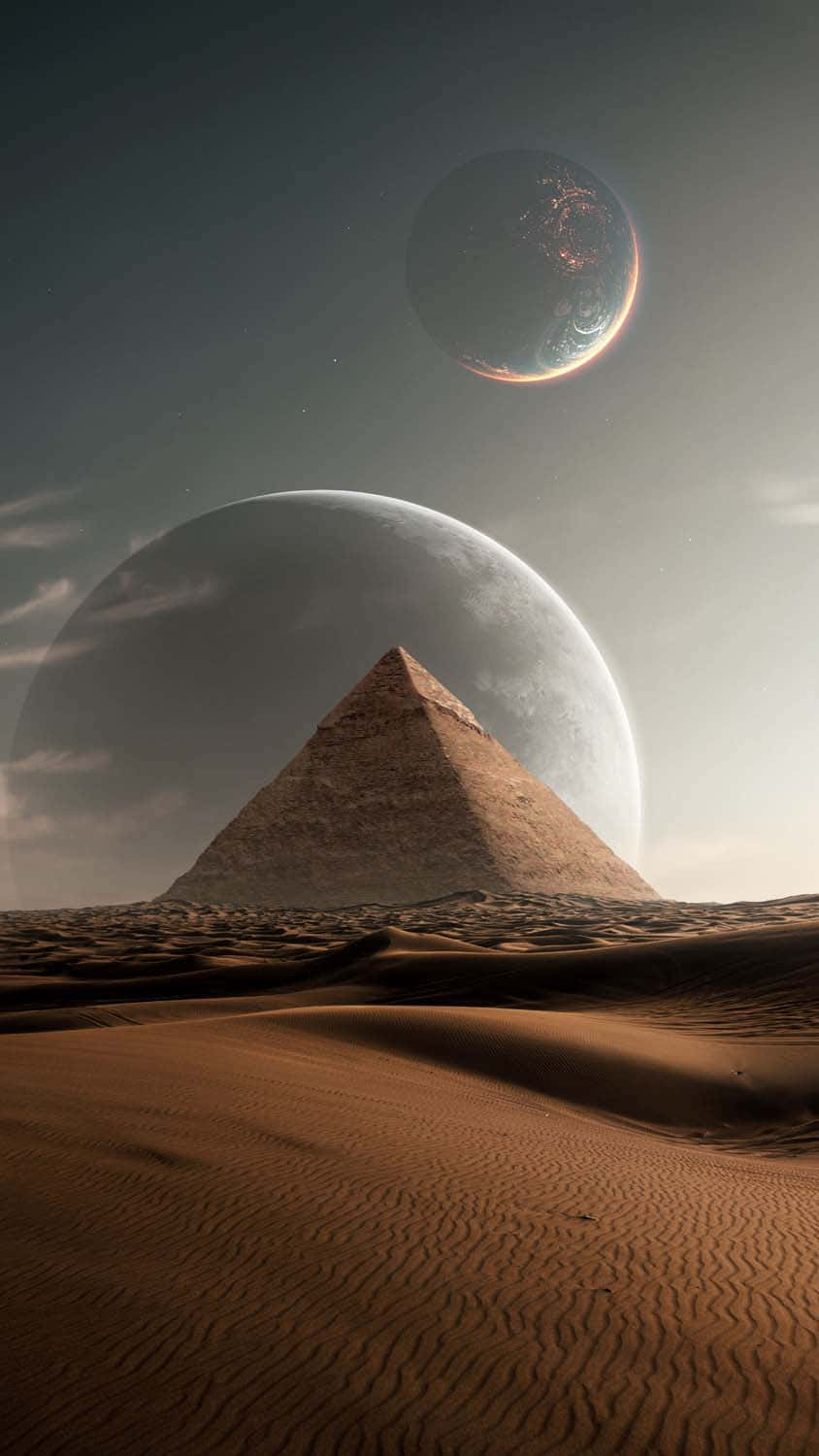 Pyramid Of The Moon And Planet Wallpaper