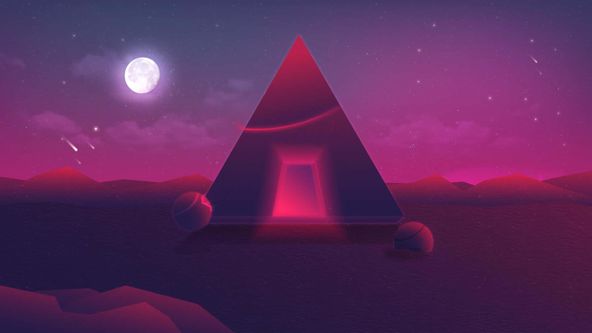 Pyramid Of The Moon Fantasy Purple Wallpaper