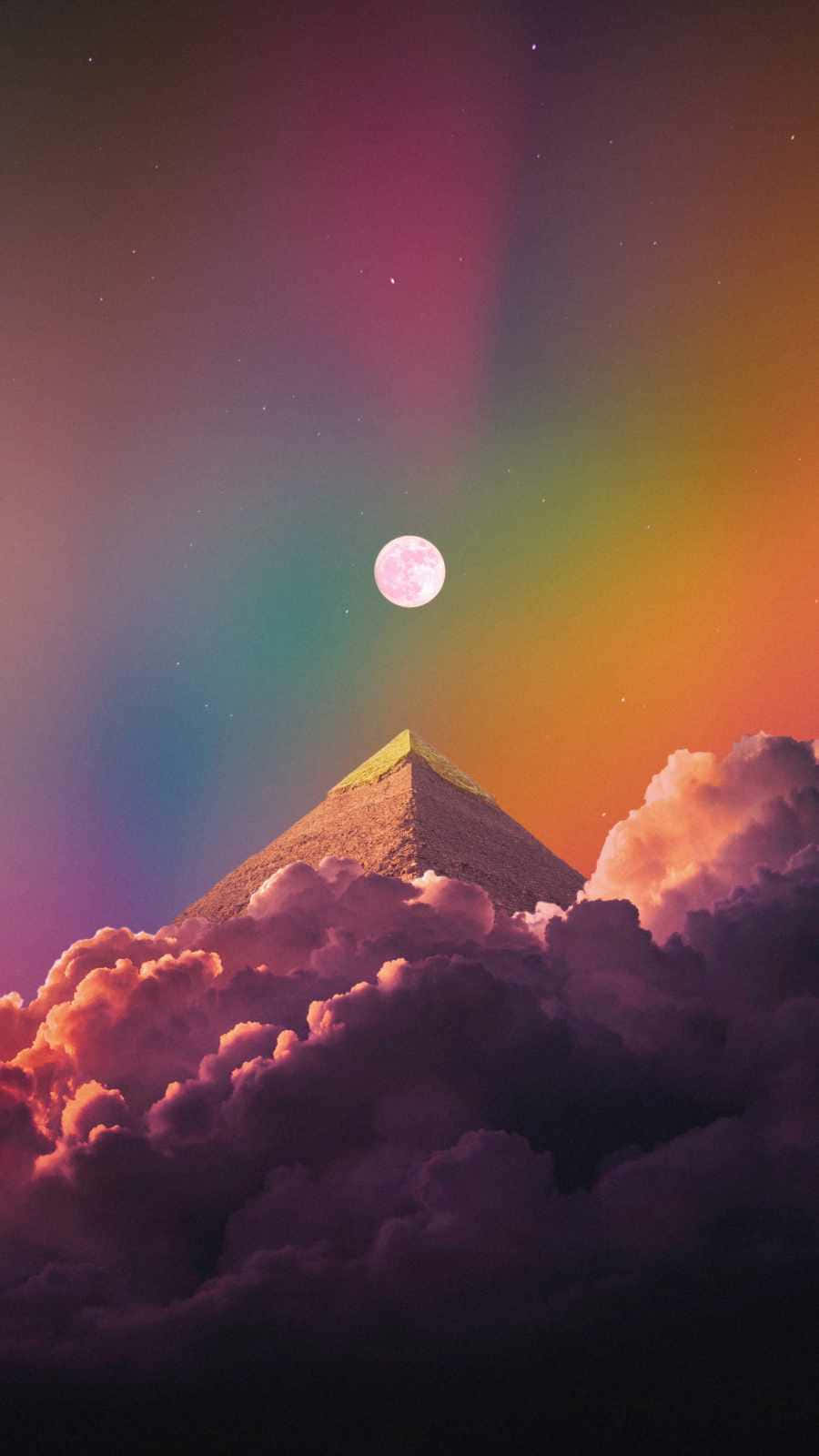 Pyramidav Månen, Multicolor. Wallpaper