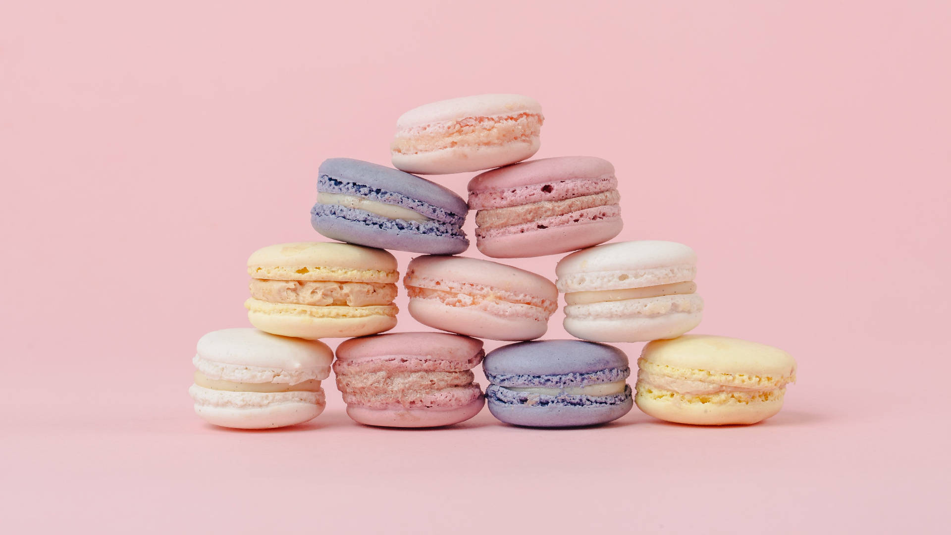 Deliciously Soft & Sweet Pastel Macaroon Pyramids Wallpaper