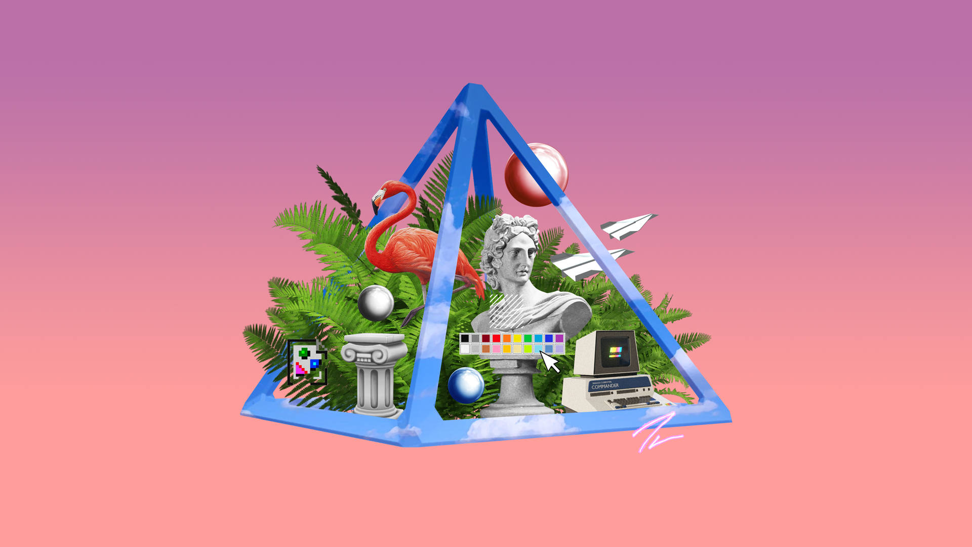 Pyramid Vaporwave Desktop Wallpaper