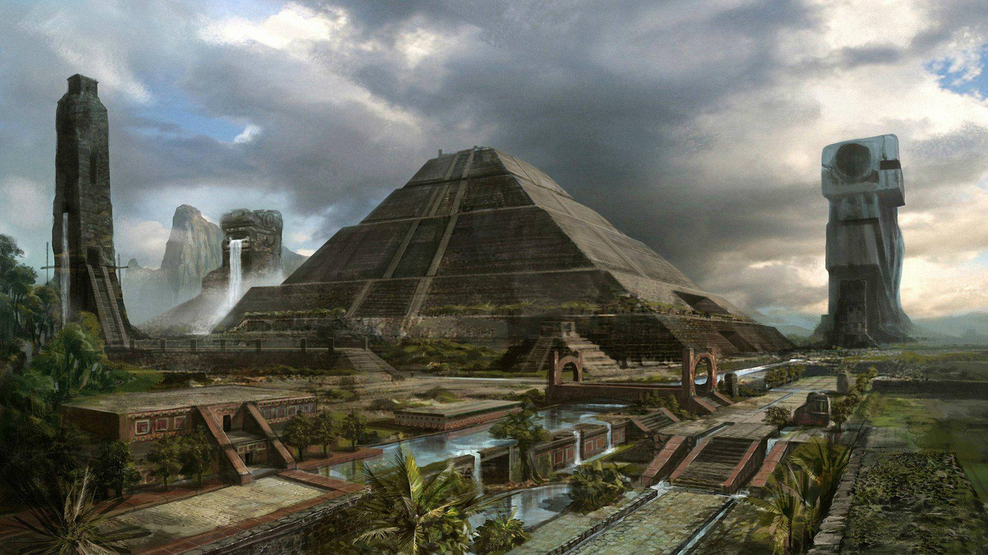 Pyramid With Falls Civilization 5 Wallpaper