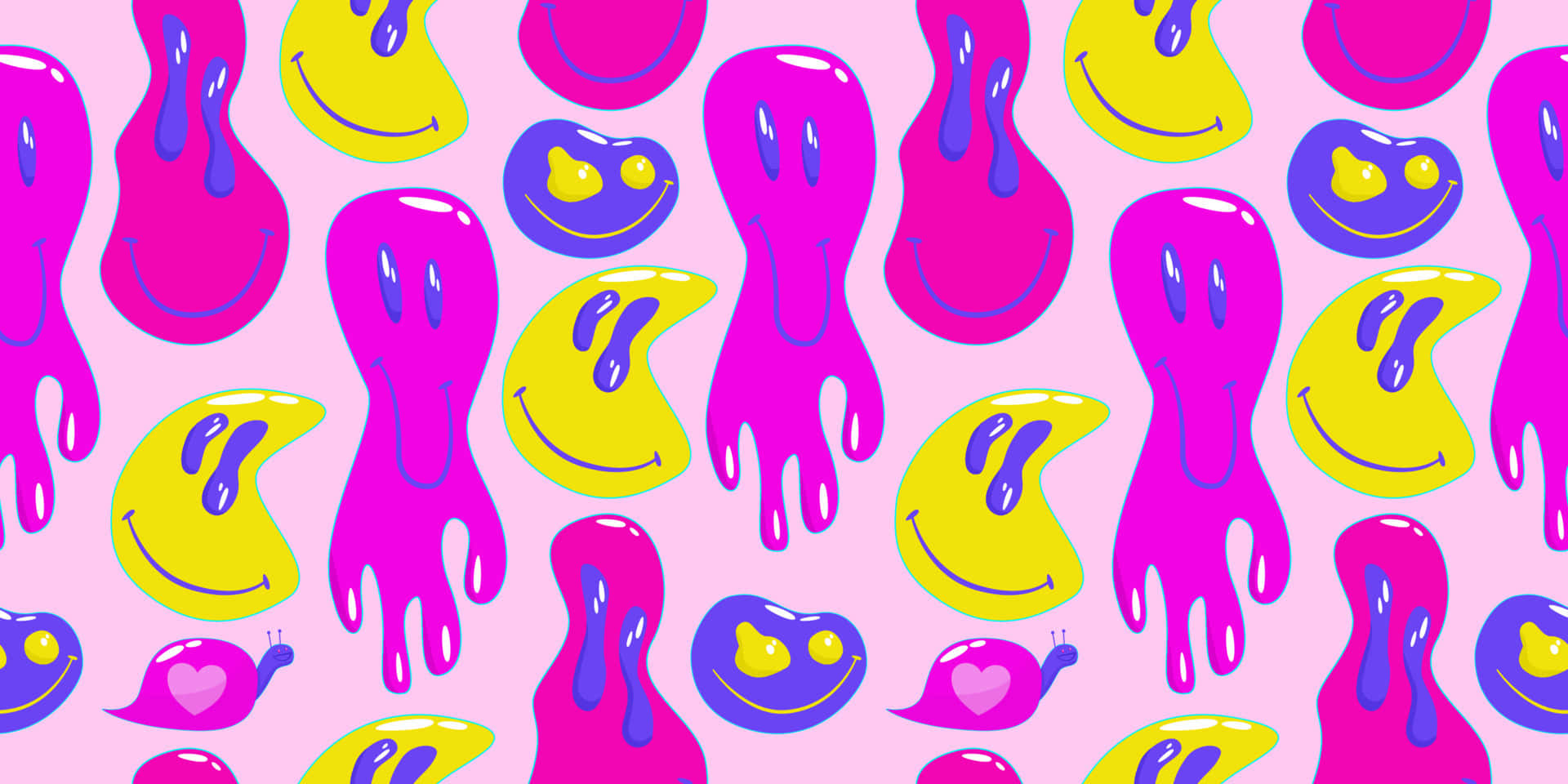 Pyschedelic Y2k Seamless Aesthetic Trippy Smiley Face Wallpaper