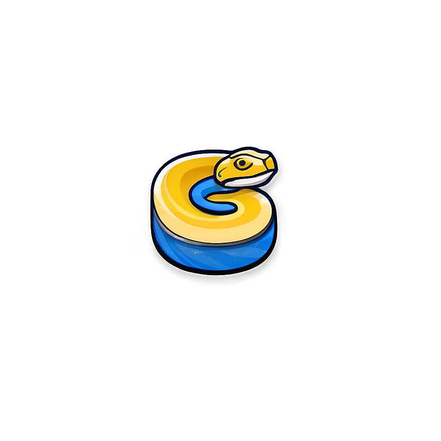 Python Logo Design PNG 05252024 PNG — A stylized cartoon snake coiled into a letter S with yellow and blue gradient, glowing softly against a muted green background.