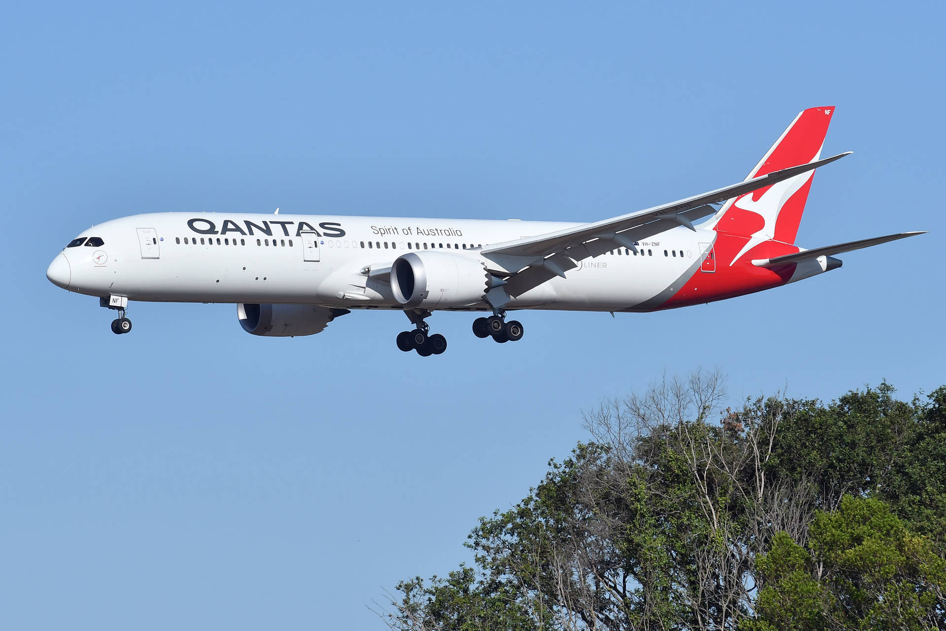 Qantasairways Flugzeug Landet. Wallpaper