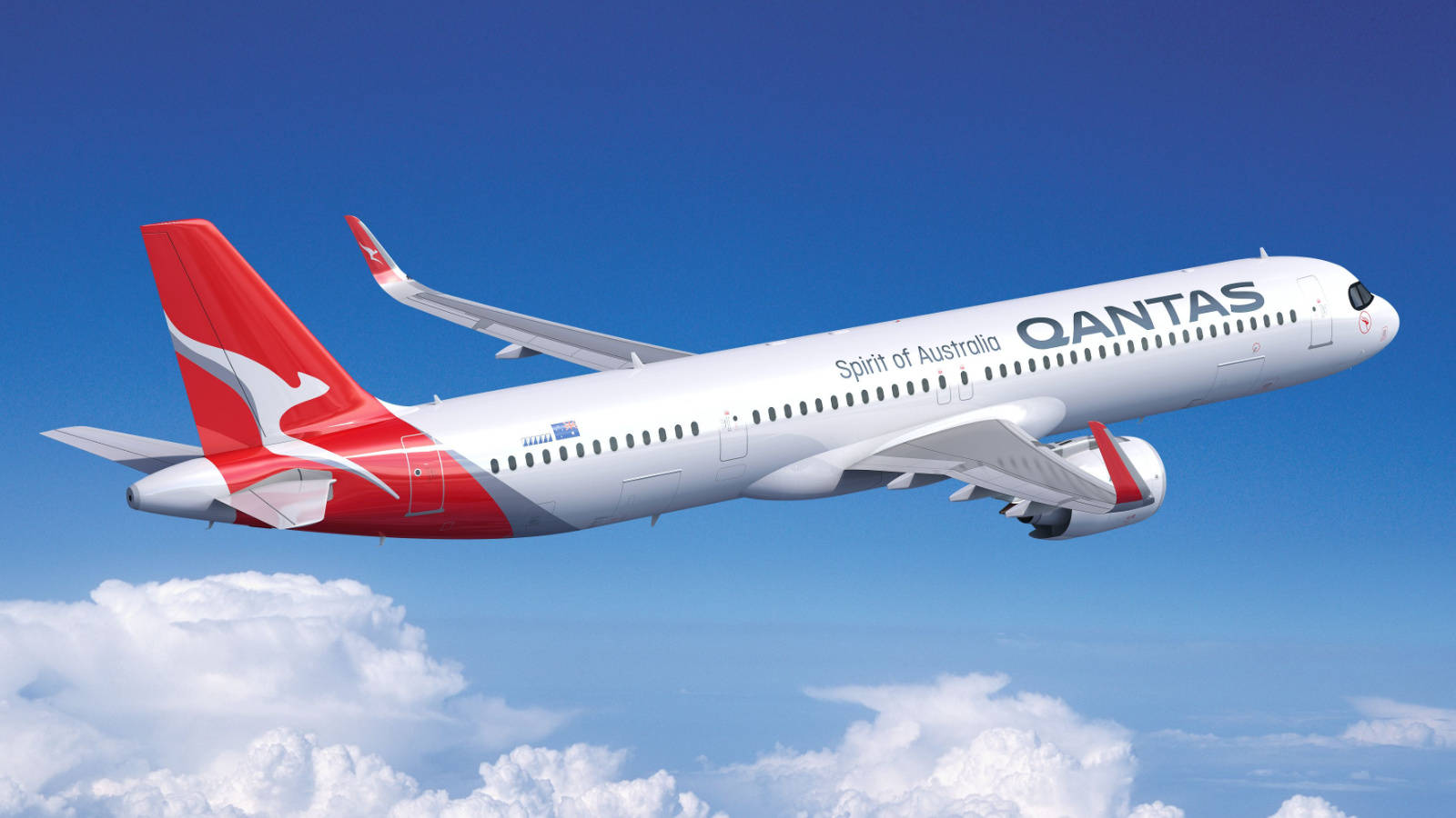 Qantasboeing 737 Flotta På Himlen. Wallpaper