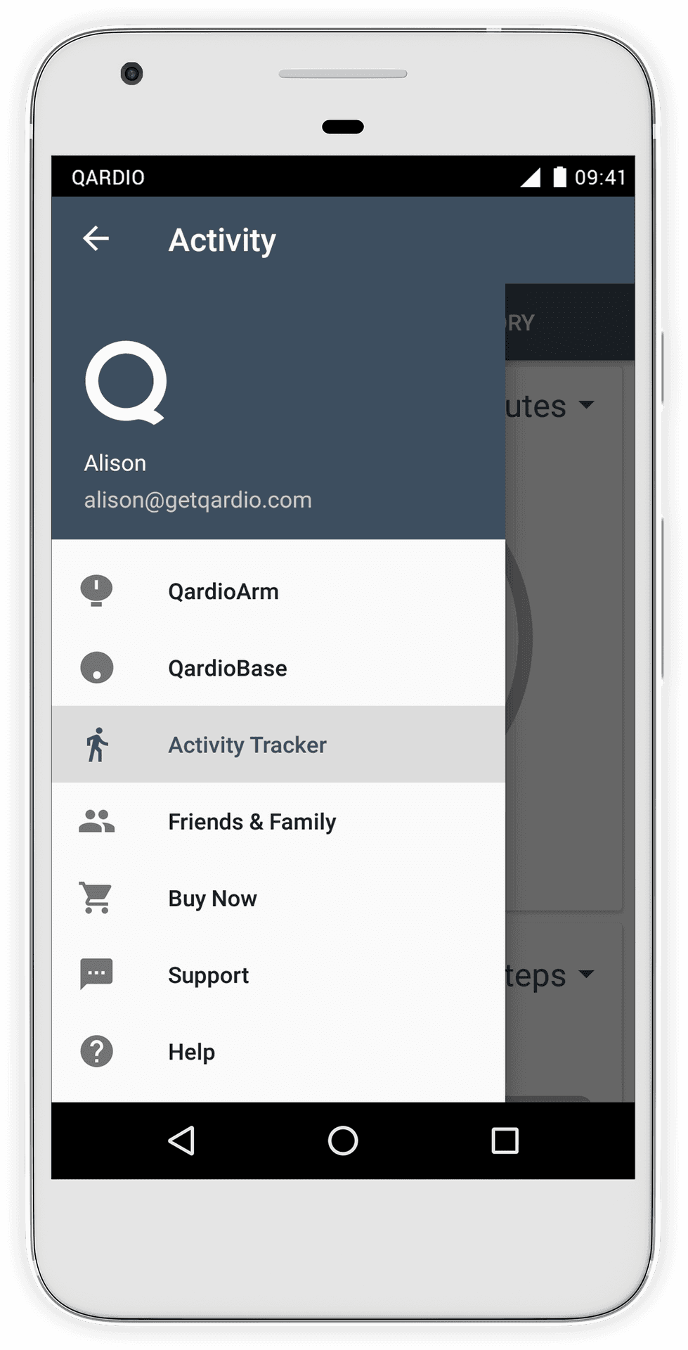 Qardio App Activity Screen PNG