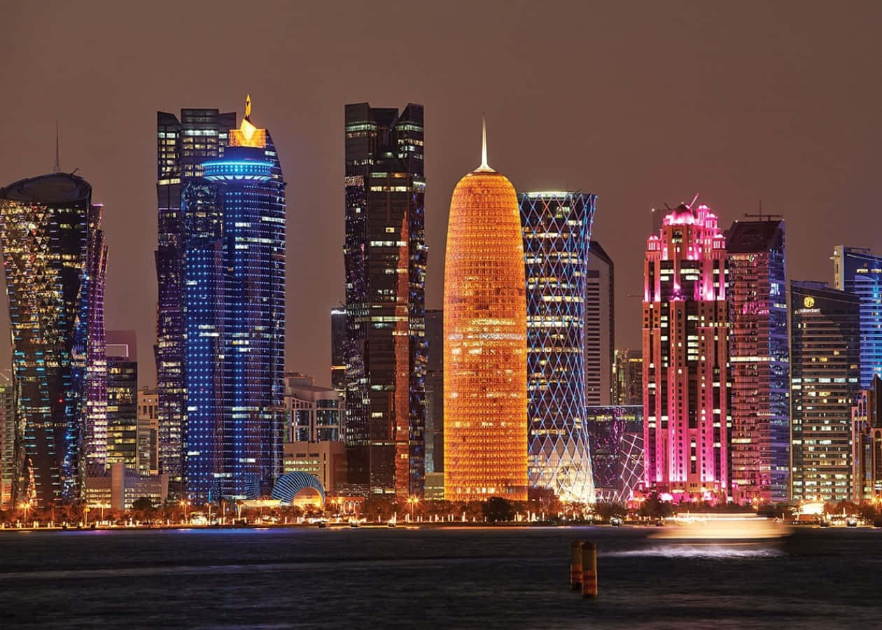 Dieikonische Skyline Von Doha In Katar.