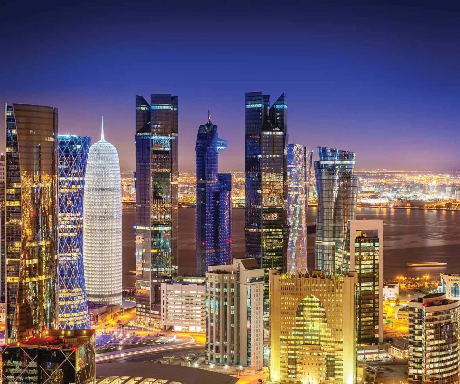 Vyöver De Magnifika Skyskraporna I Doha, Qatar.