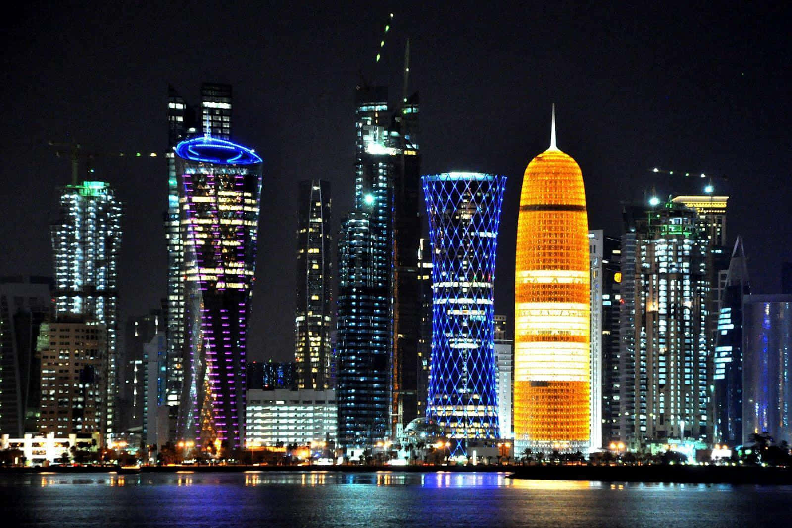 Unavista Majestuosa Del Horizonte De La Ciudad De Qatar